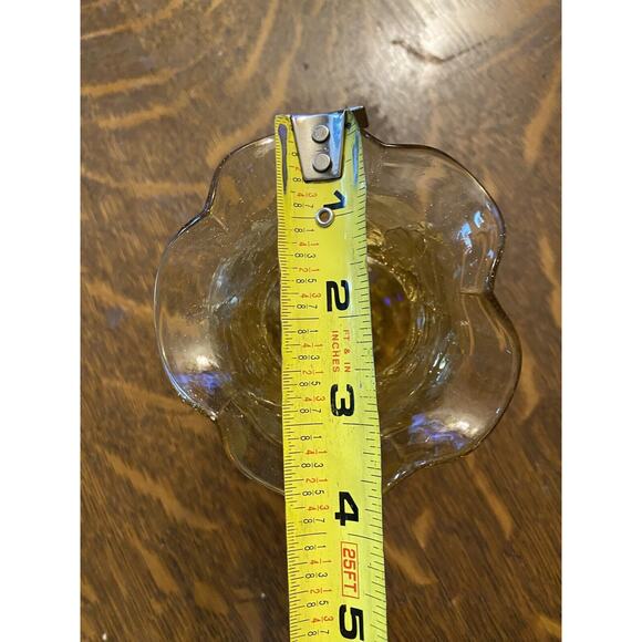 Vintage Hand Blown Amber Crackle Glass Vase Ruffled Rim MCM 4 1/2” Tall - Picture 7 of 7